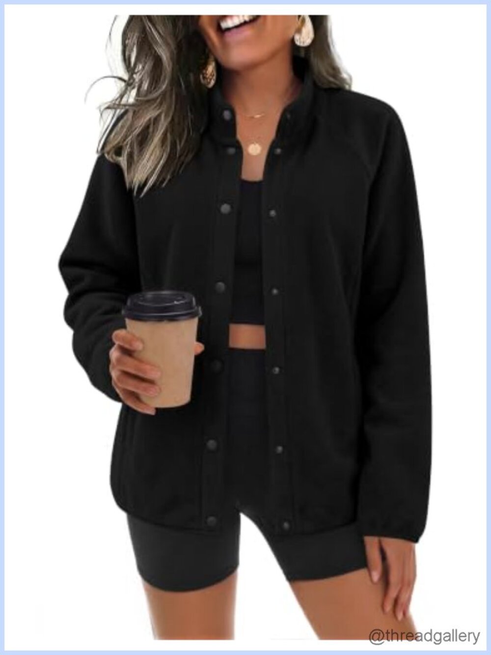 Fleece Jacket Women Button Down Winter Coat Pockets Lightweight